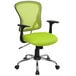 A Flash Furniture mid-back green mesh office chair with chrome legs and black base.