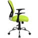 A Flash Furniture mid-back green mesh office chair with arms and chrome base.