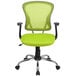 A green Flash Furniture office chair with black arms and a chrome base.