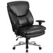 A Flash Furniture black leather office chair with arms and wheels.