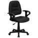 A black Flash Furniture office chair with arms and wheels.