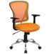 An orange and black Flash Furniture mid-back office chair with chrome base.