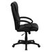 A Flash Furniture black leather high-back office chair with arms and wheels.