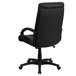 A Flash Furniture high-back black leather office chair with wheels.