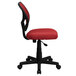 A red and black Flash Furniture office chair with wheels.