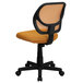 An orange and black Flash Furniture office chair with a mesh back.