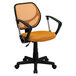 An orange and black Flash Furniture mid-back office chair with a mesh back.