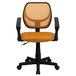 An orange and black Flash Furniture mid-back office task chair with mesh.