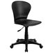 A Flash Furniture black plastic office chair with wheels.