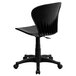A close-up of a Flash Furniture black office chair with wheels.