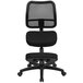 A Flash Furniture black kneeling office chair with a curved mesh back.