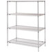 Metro Super Erecta Brite wire shelving unit with three shelves.