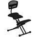 A black Flash Furniture kneeling office chair with a backrest.