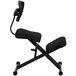 A black Flash Furniture kneeling office chair with a black back rest.