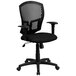 A Flash Furniture mid-back black mesh office chair with arms.