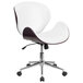 A white and mahogany Flash Furniture conference chair with chrome legs.