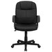 A Flash Furniture black leather mid-back office chair with wheels.
