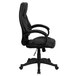 A Flash Furniture high-back black leather office chair with arms and wheels.