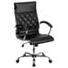 A Flash Furniture black leather office chair with chrome legs.