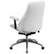 A white Flash Furniture office chair with padded chrome arms and wheels.