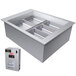 A Hatco drop-in cold food well with two slanted rectangular silver containers.