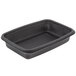 A black rectangular Genpak microwaveable container with a black lid.
