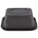 A black Genpak rectangular plastic container with a lid.