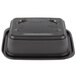 A black Genpak rectangular plastic container with a lid.