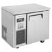 A stainless steel Turbo Air undercounter refrigerator with a solid door.