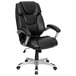 A Flash Furniture black leather office chair with arms and a chrome base.