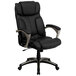 A Flash Furniture black leather high-back office chair with silver legs.