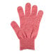 A red knitted San Jamar cut resistant glove.