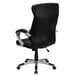 A Flash Furniture black leather office chair with silver arms and base.