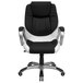 A black and white Flash Furniture executive office chair with a chrome base.