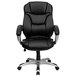 A Flash Furniture black leather office chair with chrome base and arms.