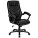 A Flash Furniture black leather high-back office chair with arms and wheels.