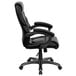 A Flash Furniture black leather high-back office chair with arms and wheels.