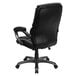 A Flash Furniture black leather high-back office chair with arms and wheels.