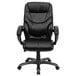 A Flash Furniture black leather high-back office chair with arms and wheels.