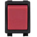 A white background with a black frame and red square button.