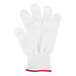 A white Victorinox cut resistant glove with a red band.