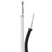 The Avantco 177PHCD012 blower motor assembly with a white rectangular object with a black stripe and two black cables.