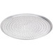 An American Metalcraft 21" heavy weight aluminum pizza pan with perforations.