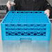 a blue plastic tray with holes