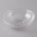 A clear bowl with a spiral pattern, the Cambro Camwear round ribbed bowl.