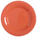 A white wide rim with orange diamond design on a GET Rio orange melamine plate.