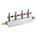 A silver stainless steel Beverage-Air 4-way draft manifold with nozzles.
