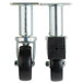 A pair of Pitco swivel casters with black rubber wheels and metal bases.
