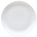 An Alluserv white induction ready plate with a white rim on a white background.