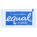 A blue and white Equal sugar substitute packet.